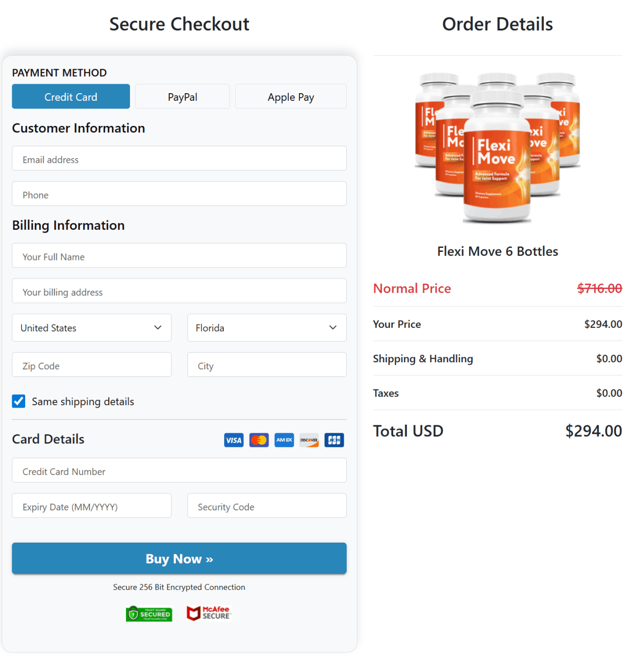Flexi Move secure checkout